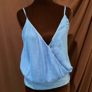 DO+BE Blue Asymmetrical Wrap Camisole Top